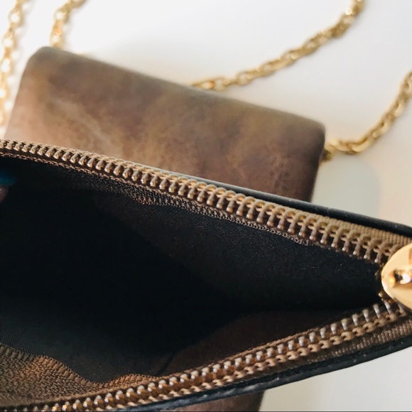 Brown Crossbody Wallet and Gold Link Chain with Matching Coin Purse NWOT - Picture 8 of 8